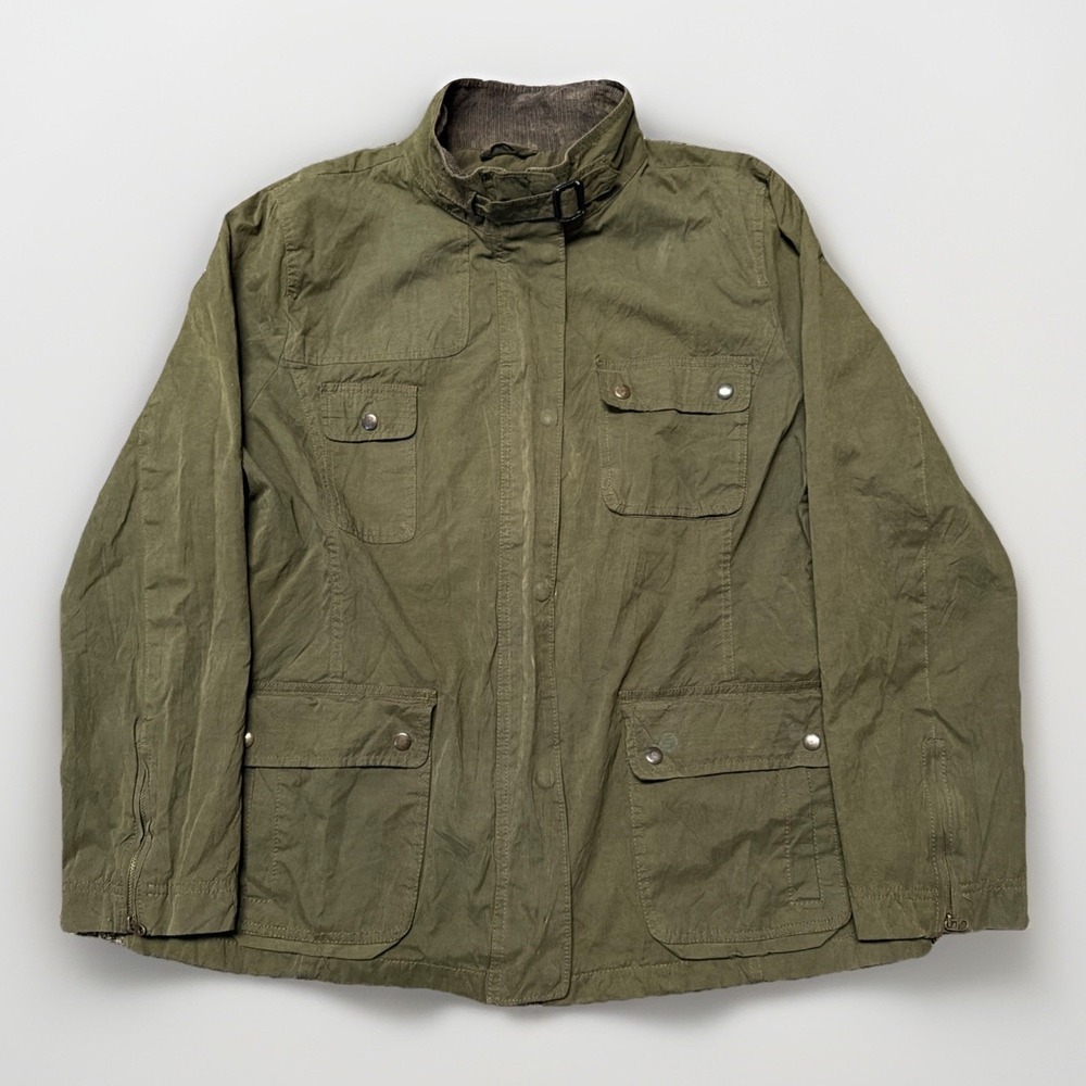GAP Field Jacket‎ L/XL Olive Green Military Cargo Corduroy Collar